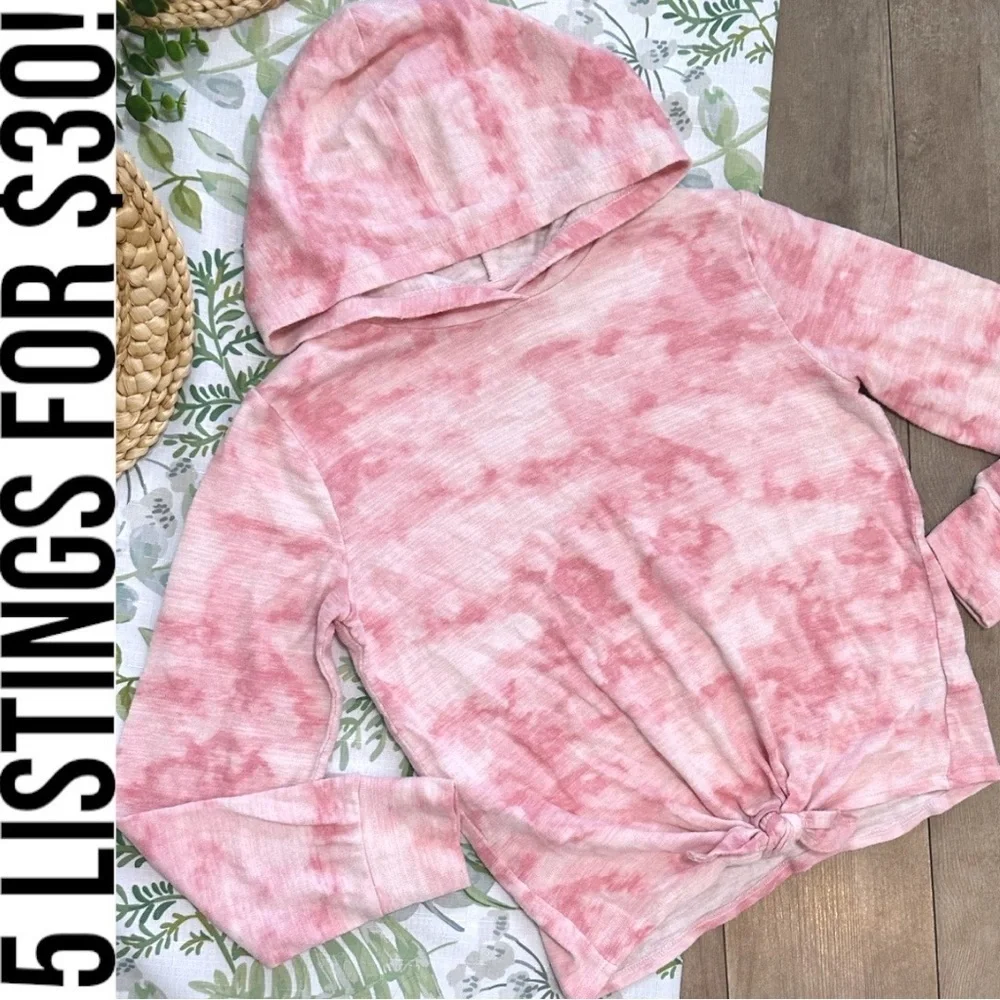 Old Navy Girls Tie Dye Plush Knit Tie Front pullover Hoodie Size Large